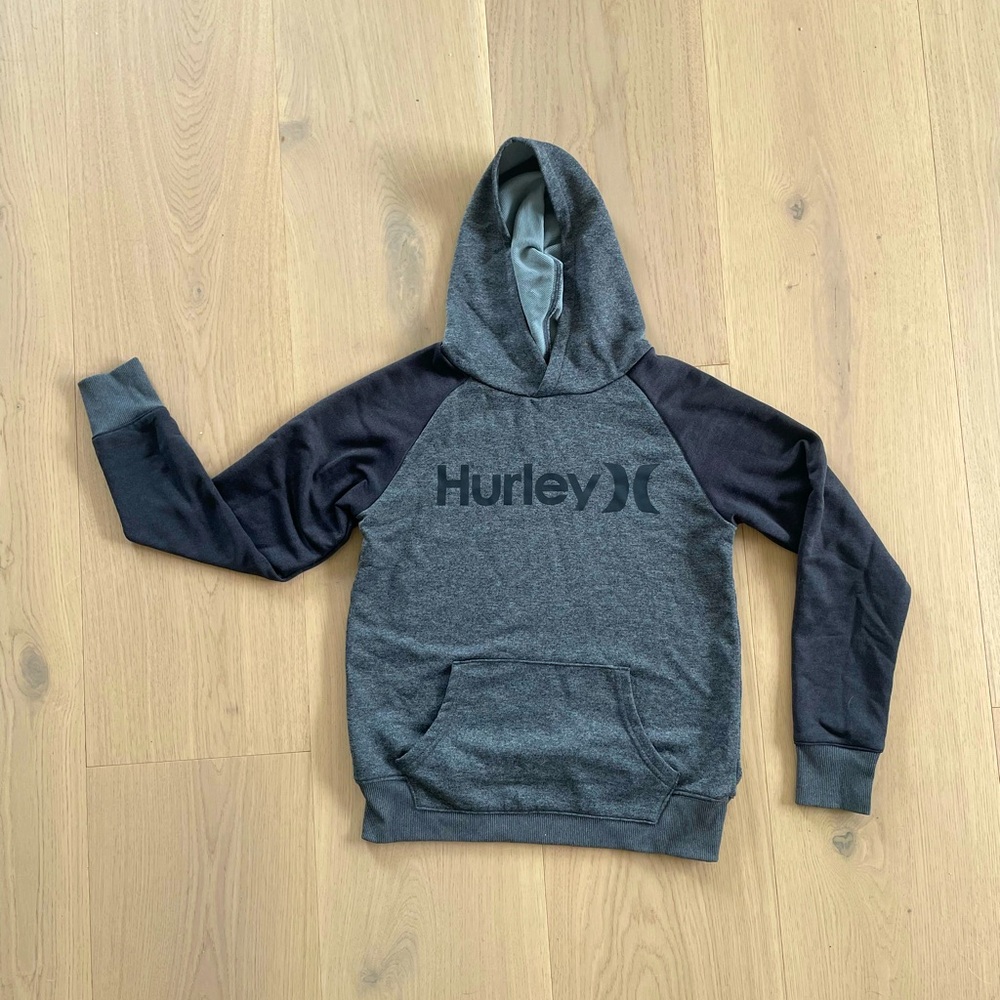 Hurley Charcoal and Black Pullover Hoodie boys 10/12